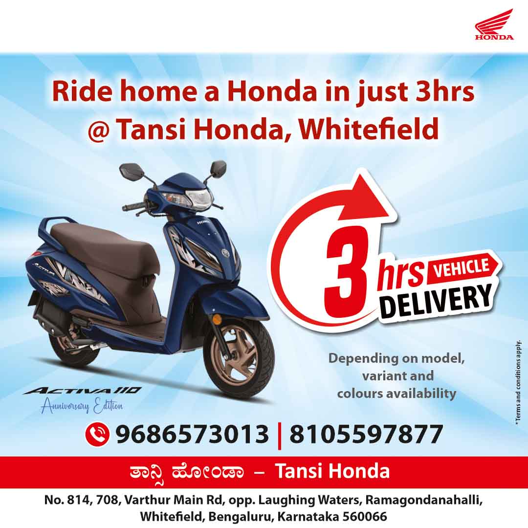 Ride home a Honda in just 3 hours 
